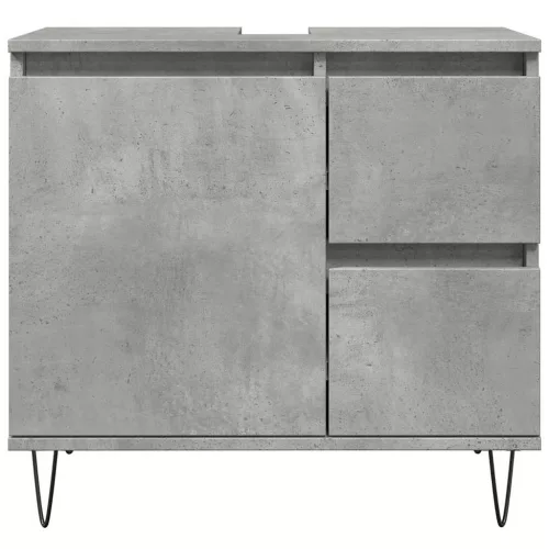 Betonszürke szerelt fa fürdőszobai mosdószekrény 65x33x60 cm