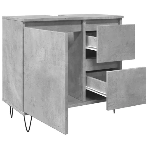 Betonszürke szerelt fa fürdőszobai mosdószekrény 65x33x60 cm