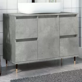   Betonszürke szerelt fa fürdőszobaszekrény 80 x 33 x 60 cm