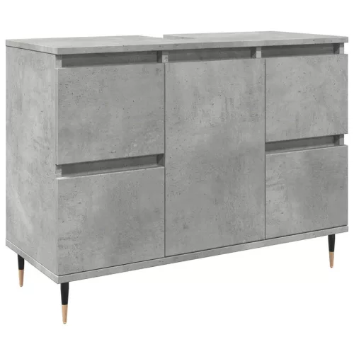 Betonszürke szerelt fa fürdőszobaszekrény 80 x 33 x 60 cm