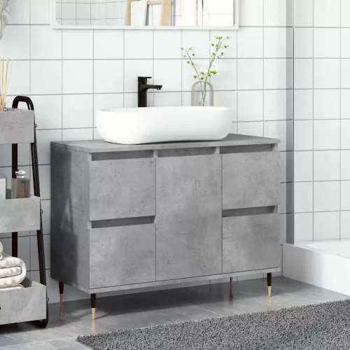 Betonszürke szerelt fa fürdőszobaszekrény 80 x 33 x 60 cm
