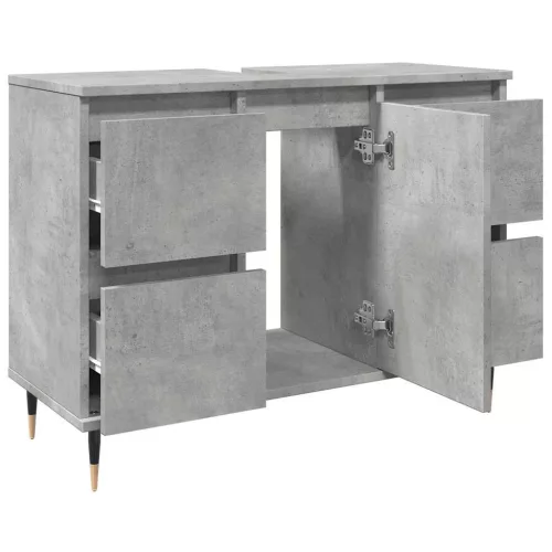 Betonszürke szerelt fa fürdőszobaszekrény 80 x 33 x 60 cm