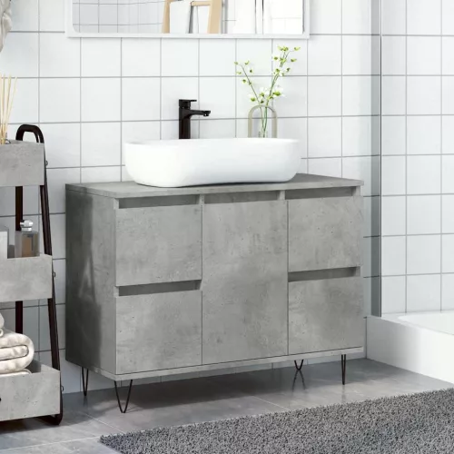Betonszürke szerelt fa fürdőszobaszekrény 80 x 33 x 60 cm