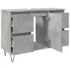 Betonszürke szerelt fa fürdőszobaszekrény 80 x 33 x 60 cm