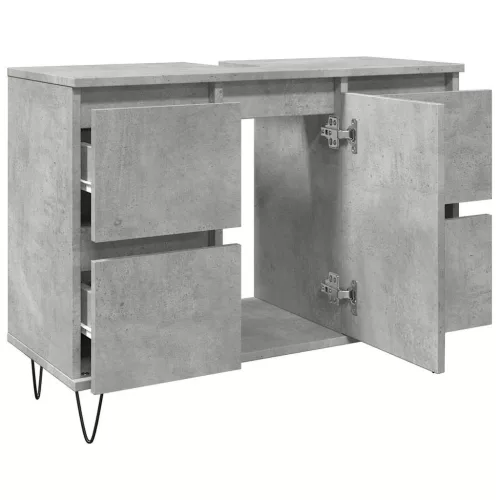 Betonszürke szerelt fa fürdőszobaszekrény 80 x 33 x 60 cm