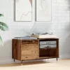 Antik fa színű szerelt fa hanglemezszekrény 84,5x38x48 cm