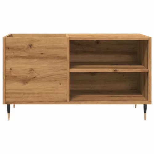 Kézműves tölgy színű szerelt fa hanglemezszekrény 84,5x38x48 cm
