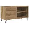 Kézműves tölgy színű szerelt fa hanglemezszekrény 84,5x38x48 cm