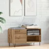 Kézműves tölgy színű szerelt fa hanglemezszekrény 84,5x38x48 cm