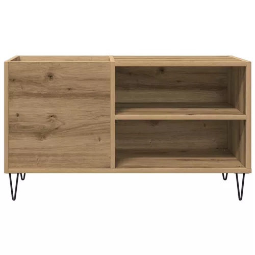 Kézműves tölgy színű szerelt fa hanglemezszekrény 84,5x38x48 cm