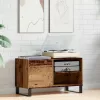 Antik fa színű szerelt fa hanglemezszekrény 84,5x38x48 cm