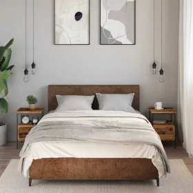   2 db antik fa színű szerelt fa éjjeliszekrény 34 x 36 x 50 cm