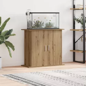   Kézműves tölgyfa akváriumállvány 81 x 36 x 73 cm rétegelt fából