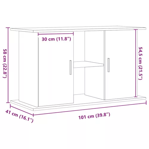 Kézműves tölgyfa akváriumállvány 101 x 41 x 58 cm rétegelt fából