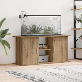   Kézműves tölgyfa akváriumállvány 121 x 41 x 58 cm rétegelt fából