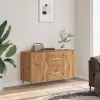 Kézműves tölgy színű szerelt fa tálalószekrény 100 x 36 x 60 cm
