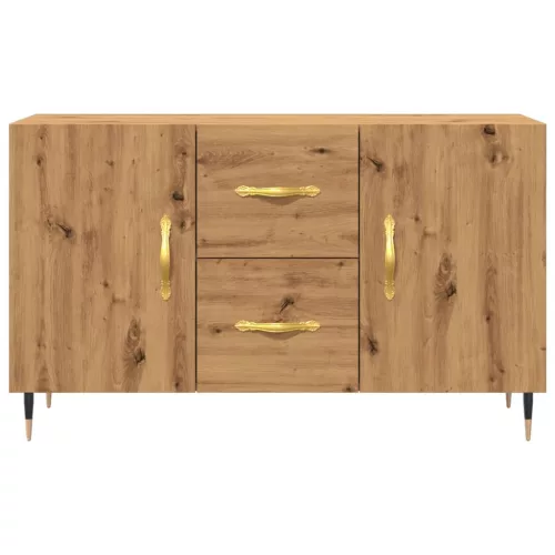 Kézműves tölgy színű szerelt fa tálalószekrény 100 x 36 x 60 cm