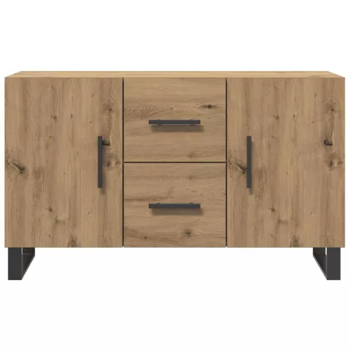 Kézműves tölgy színű szerelt fa tálalószekrény 100 x 36 x 60 cm