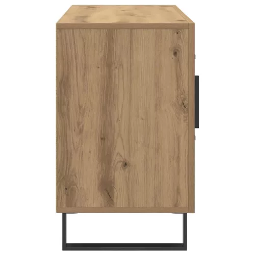 Kézműves tölgy színű szerelt fa tálalószekrény 100 x 36 x 60 cm