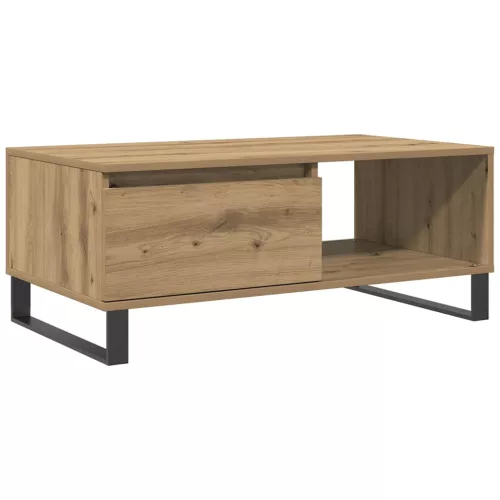 Kézműves tölgy színű szerelt fa dohányzóasztal 90x50x36,5 cm