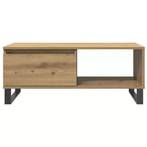 Kézműves tölgy színű szerelt fa dohányzóasztal 90x50x36,5 cm