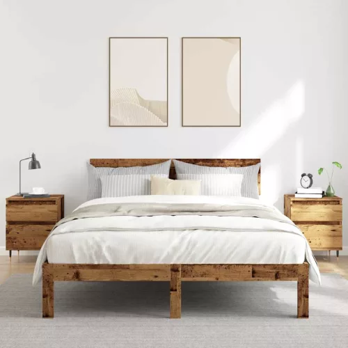 2 db antik fa színű szerelt fa éjjeliszekrény 40 x 35 x 50 cm