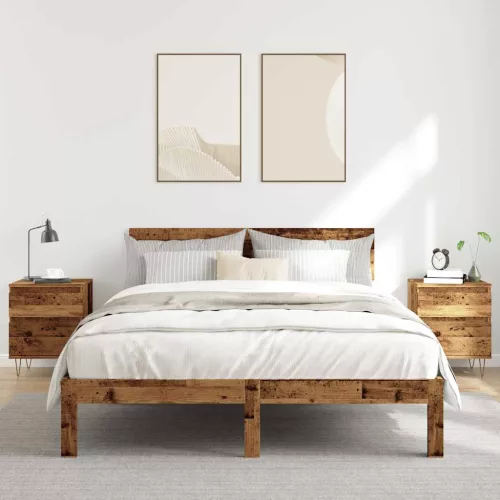 2 db antik fa színű szerelt fa éjjeliszekrény 40 x 35 x 50 cm
