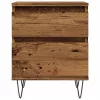 2 db antik fa színű szerelt fa éjjeliszekrény 40 x 35 x 50 cm