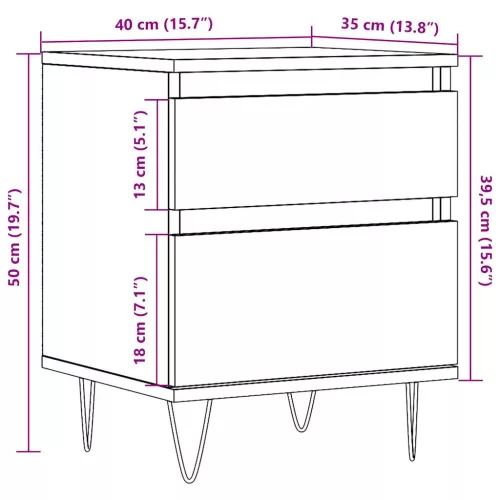2 db antik fa színű szerelt fa éjjeliszekrény 40 x 35 x 50 cm