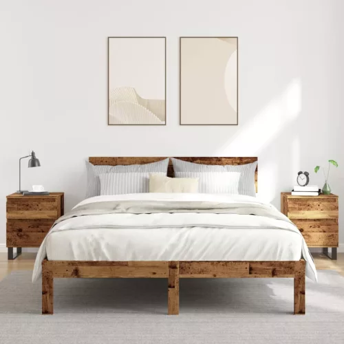 2 db antik fa színű szerelt fa éjjeliszekrény 40 x 35 x 50 cm