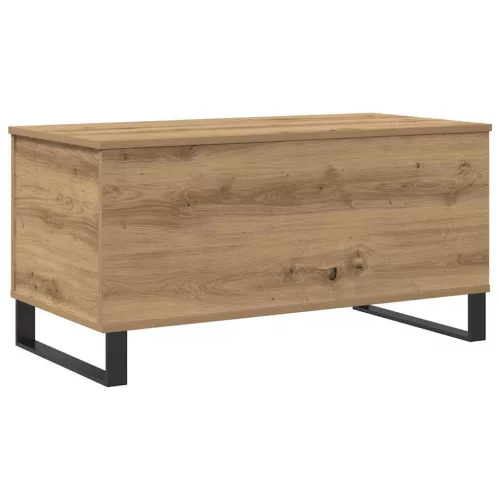 Kézműves tölgy színű szerelt fa dohányzóasztal 90x44,5x45 cm