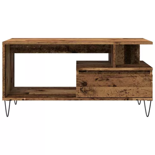 Antik fa színű szerelt fa dohányzóasztal 90 x 49 x 45 cm