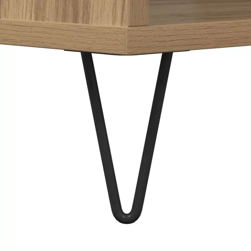 Kézműves tölgy színű szerelt fa dohányzóasztal 90x49x45 cm