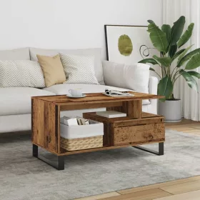 Antik fa színű szerelt fa dohányzóasztal 90 x 49 x 45 cm