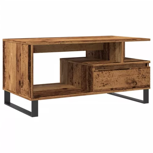 Antik fa színű szerelt fa dohányzóasztal 90 x 49 x 45 cm