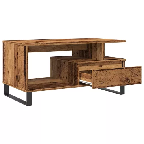 Antik fa színű szerelt fa dohányzóasztal 90 x 49 x 45 cm