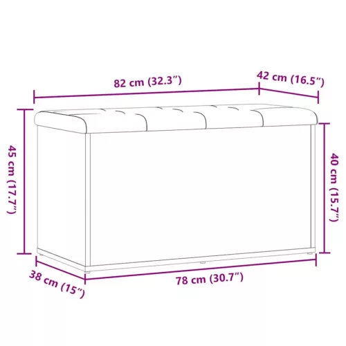 Kézműves tölgyfa tárolópad 82 x 42 x 45 cm redőzött fa