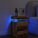 Antik fa színű szerelt fa éjjeliszekrény LED-del 35x39x55 cm