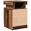 Antik fa színű szerelt fa éjjeliszekrény LED-del 35x39x55 cm