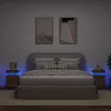 2 db kézműves tölgy szerelt fa LED-es éjjeliszekrény 35x39x55cm