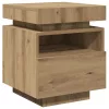 2 db kézműves tölgy éjjeliszekrény LED-fényekkel 40x39x48,5 cm