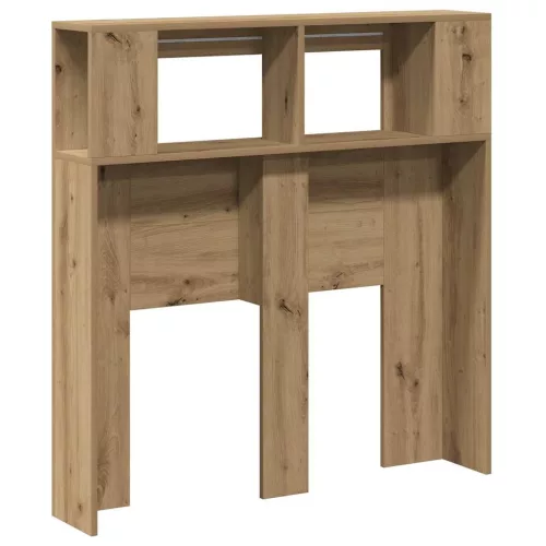 Kézműves tölgyszínű szerelt fa LED-es fejtámla 100x18,5x103,5cm