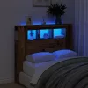 Antik fa színű szerelt fa LED-es fejtámla 120x18,5x103,5 cm