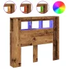 Antik fa színű szerelt fa LED-es fejtámla 120x18,5x103,5 cm