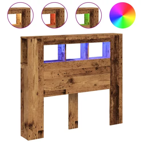 Antik fa színű szerelt fa LED-es fejtámla 120x18,5x103,5 cm