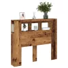 Antik fa színű szerelt fa LED-es fejtámla 120x18,5x103,5 cm