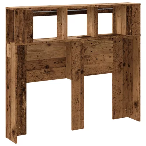 Antik fa színű szerelt fa LED-es fejtámla 120x18,5x103,5 cm