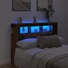 Antik fa színű szerelt fa LED-es fejtámla 140x18,5x103,5 cm