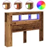 Antik fa színű szerelt fa LED-es fejtámla 140x18,5x103,5 cm