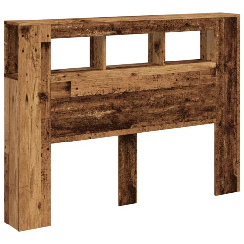 Antik fa színű szerelt fa LED-es fejtámla 140x18,5x103,5 cm